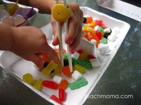 candy colors chopsticks | fine motor foundation fun | teachmama.com