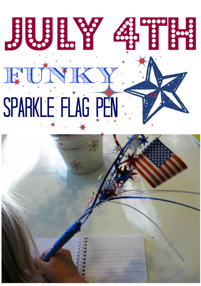 july 4th funky sparkle flag pen