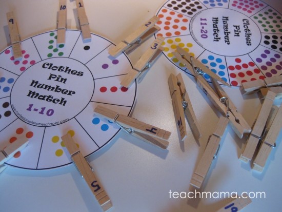 clothespin number and letter match-up game | teachmama.com