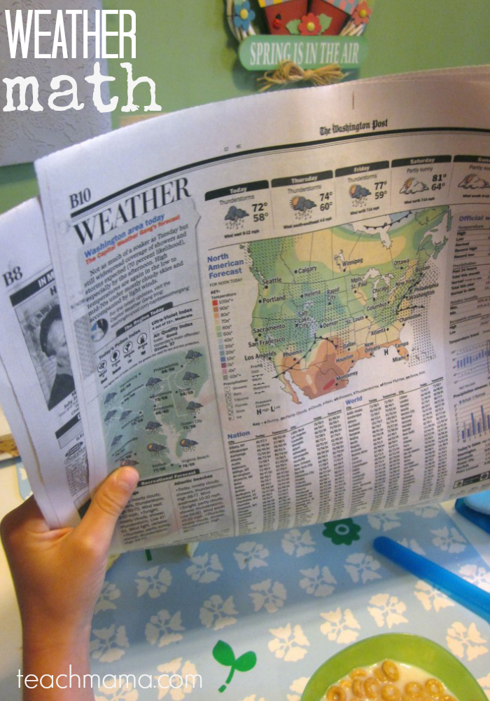weather math | newspaper for math learning teachmama.com