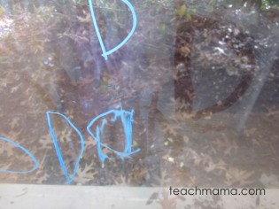 window writing, spelling, letter practice