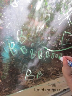 window writing, spelling, letter practice