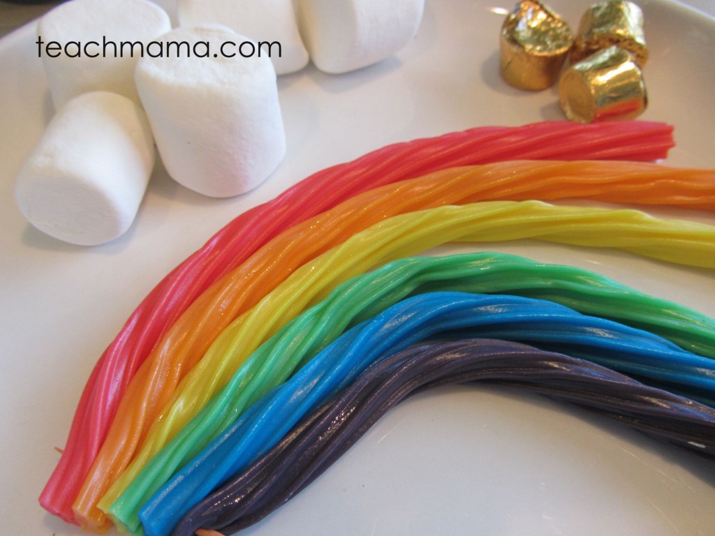 sweet rainbow kabobs | st patty's day treat teachmama.com