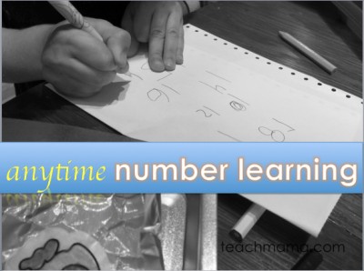counting, identifying, and writing numbers during play