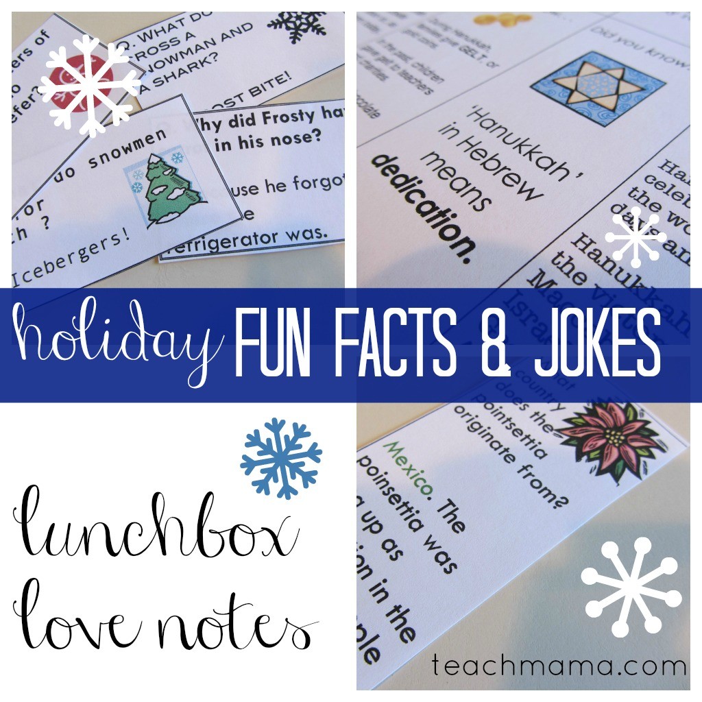 holiday fun fact and joke lunchbox notes cover