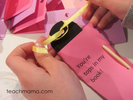 homemade bookmark valentines ribbon