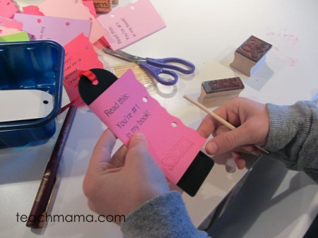 homemade bookmark valentines finish