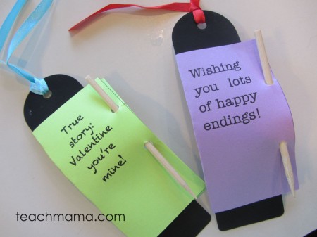 homemade bookmark valentines finished