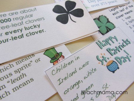 st. patricks day fun fact lunchbox notes