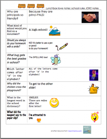school rules lunchbox notes | teachmama.com