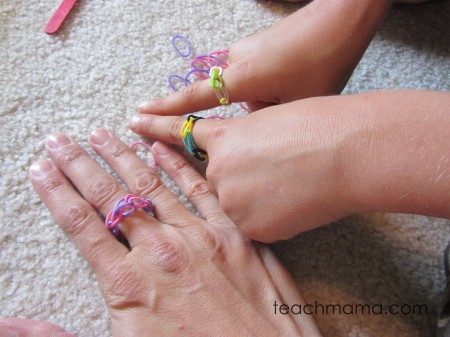 rainbow loom finished bracelets