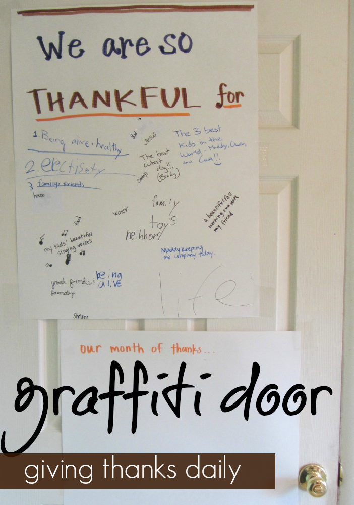 giving thanks daily graffiti door