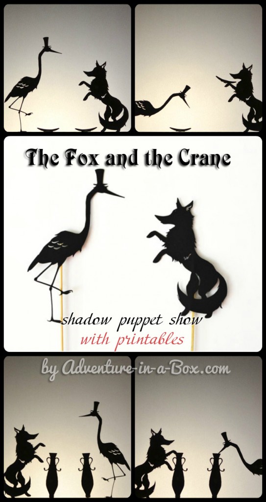 the fox and the crane: shadow puppets with printables | guest post by @liskarediska on teachmama.com