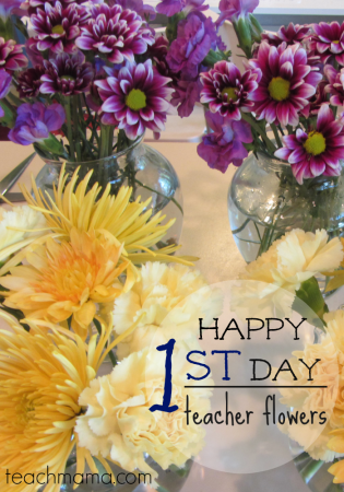 happy first day flowers for teachers, secretaries, or principal