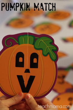 pumpkin match game | teachmama.com | easy halloween class party fun gets kids thinking and moving
