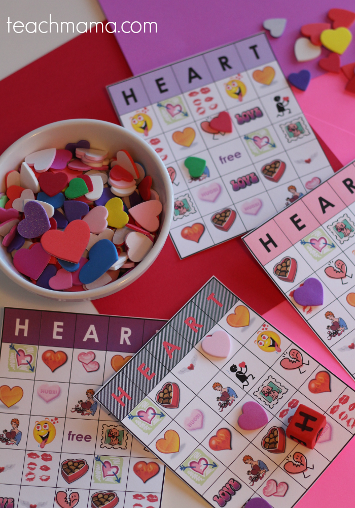 valentine's day heart bingo super-easy and fun for home or class parties | teachmama.com