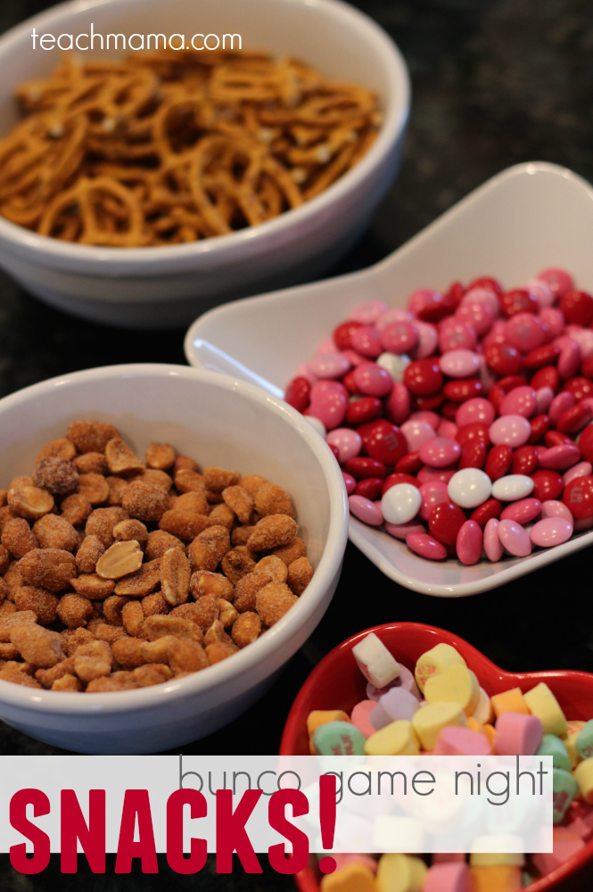 bunco game night snacks teachmama.com