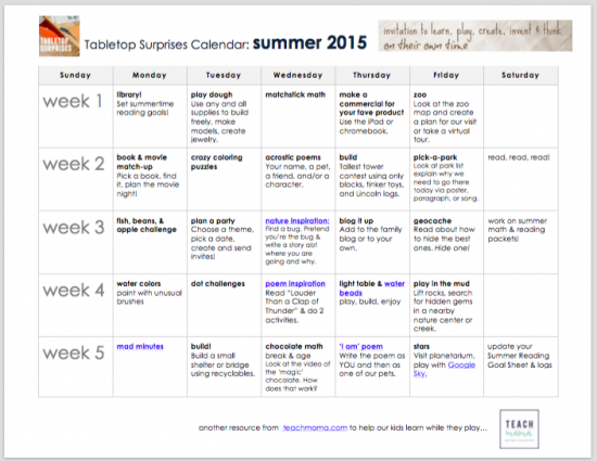 tabletop surprises calendar 2015 | teachmama.com