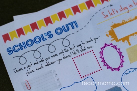help kids stay in touch with friends when school's out: autograph sheet teachmama.com