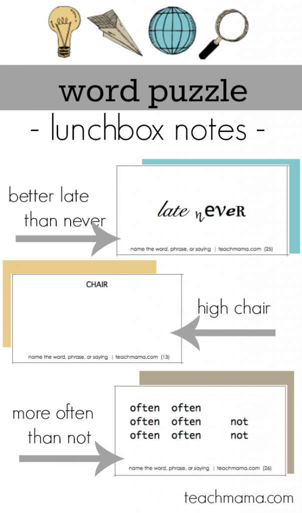 word puzzle lunchbox notes: word play and word games on the go