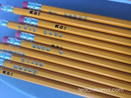 easy homemade stamped pencils plain pencils go from boring to BAM! teachmama.com