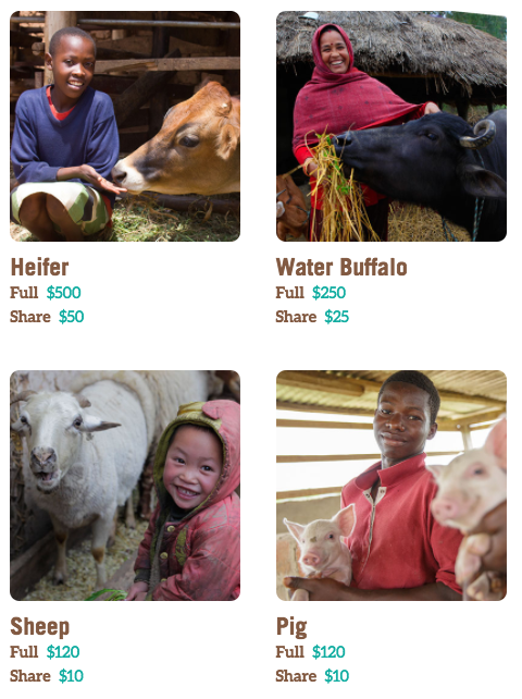 gifts that teach kids the power of giving: animal gifts from heifer international