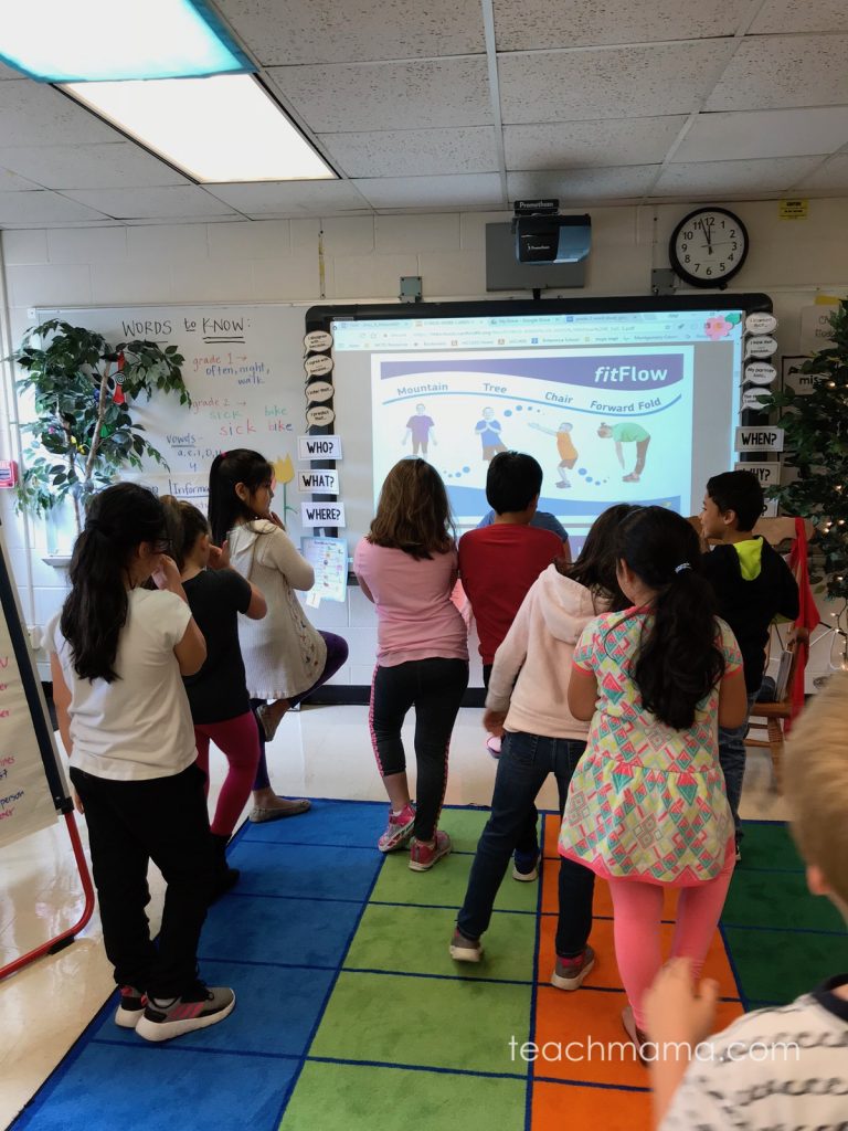 yoga brain breaks: use fitflow to teach kids yoga moves from fit4Schools