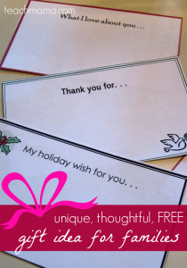 holiday note gift idea for families: unique, thoughtful, free | teachmama.com