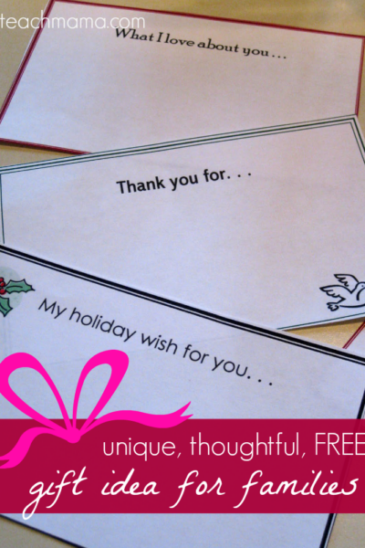 holiday note gift idea for families: unique, thoughtful, free | teachmama.com