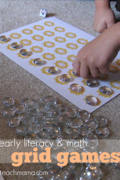 early literacy and math grid games: rainy day