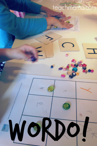 a game for practicing spelling, sight words, or letters: WORDO!