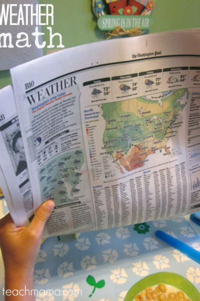 weather math | newspaper for math learning teachmama.com