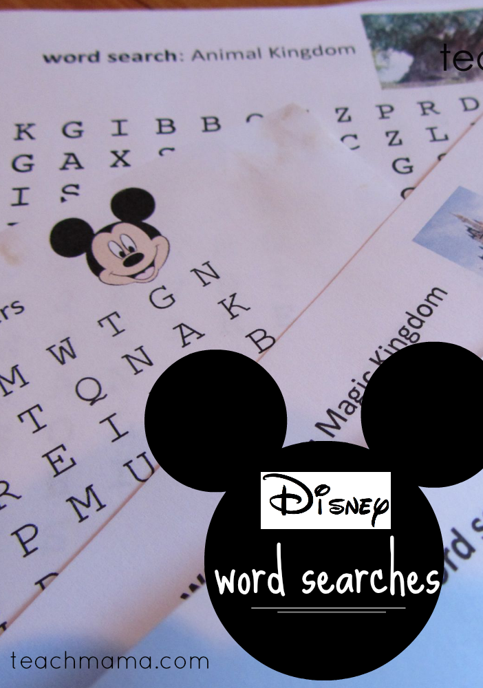 disney word searches: getting kids ready for the trip!