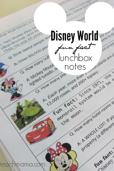 disney world fun fact lunchbox notes | teachmama.com