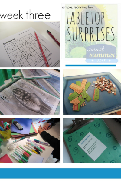 math, literacy, and creative summer learning: tabletop surprises