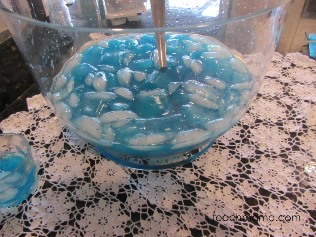 blue punch in glass bowl