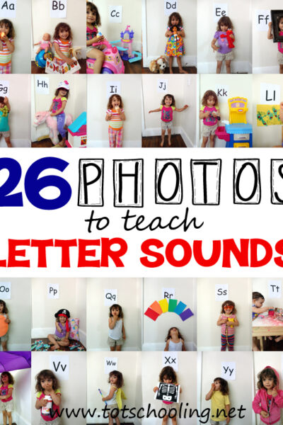 teach letter sounds using 26 kid-centered photos | guest post by @totschooling on teachmama.com