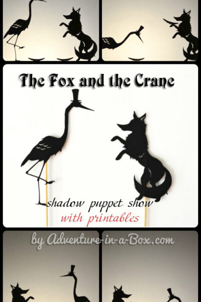 the fox and the crane: shadow puppets with printables | guest post by @liskarediska on teachmama.com