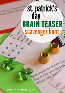 st. patrick's day BRAIN TEASER scavenger hunt