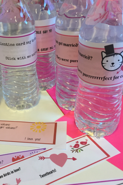 valentine's day water bottle labels: get kids reading jokes! teachmama.com