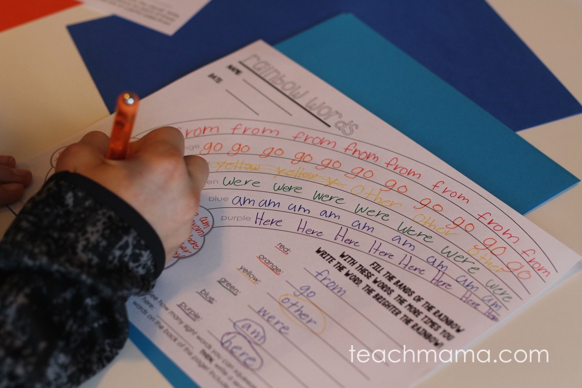 rainbow words: free sight word printable - Teach Mama