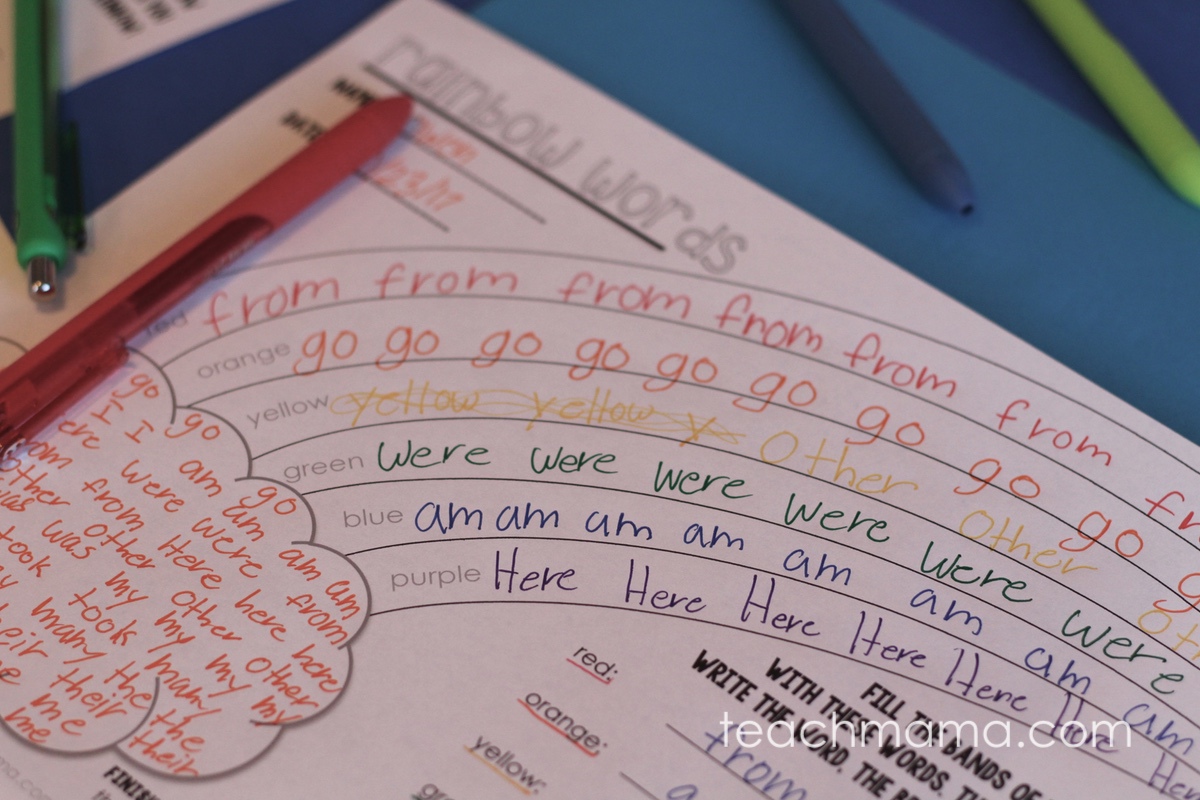 rainbow words: free sight word printable - Teach Mama