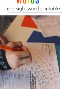 rainbow words sight word printable teachmama.com