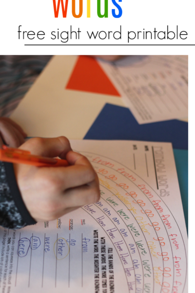 rainbow words sight word printable teachmama.com