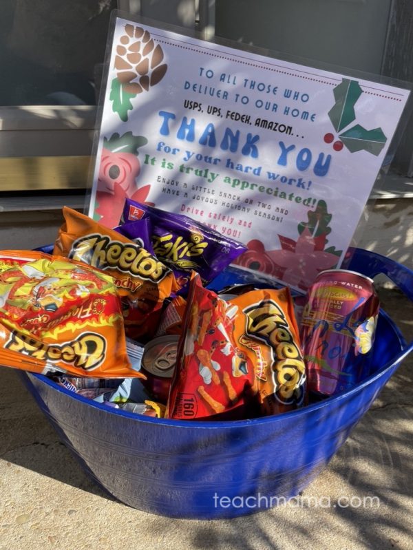 thank you poster with snacks and drinks