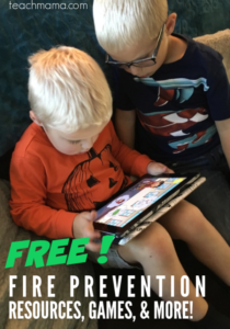 two boys playing with fire prevention resources