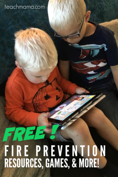 two boys playing with fire prevention resources