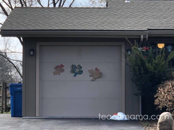 garage with three shamrocks on it