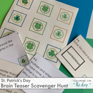 st. patrick's day brain teaser scavenger hunt