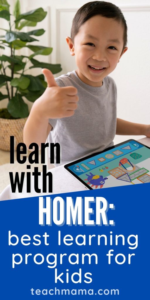 Little boy using Learn with HOMER on the ipad